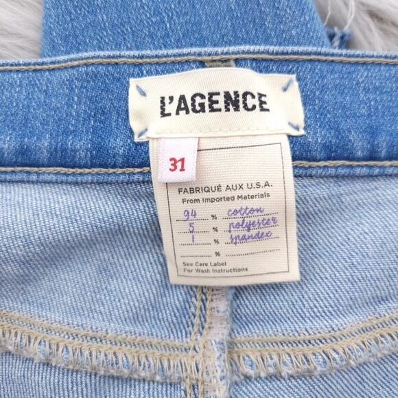 L'AGENCE Womens 31 Solid Blue Sada High Rise Cropped Slim Denim Ashford Jeans - Picture 8 of 10